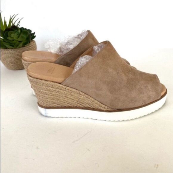 Frau Suede Wedges 41 Italian Made Neutral - Picture 2 of 13